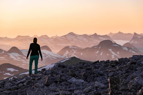 Hiker enjoying the evening mood