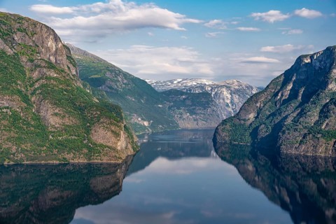 Mountains reflected in the water