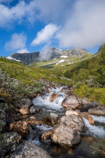 Mountain stream with mountains at Rimstigen