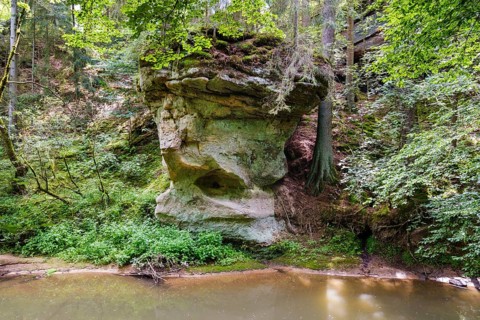 Rock on the river bank