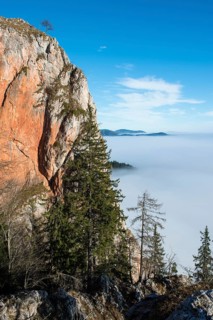 Mountain Rote Wand and fog in the valley