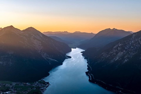 Mountain landscape at sunset