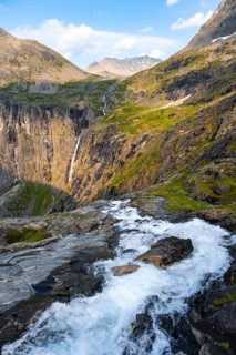 Stigfossen waterfall by the mountain road Trollstigen