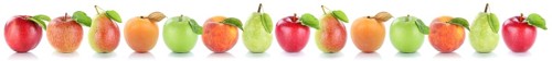 Apple fruit pear peach pears apples many fruit fresh in a row clipping isolated against a white background