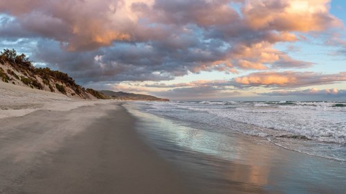 Sandy beach beach at sunset