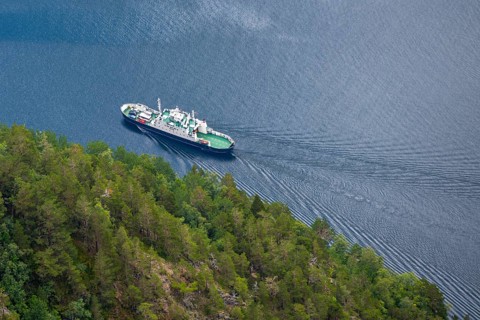 Car ferry in Naeroyfjord
