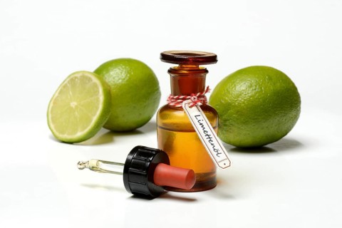 Lime oil in vial with pipette