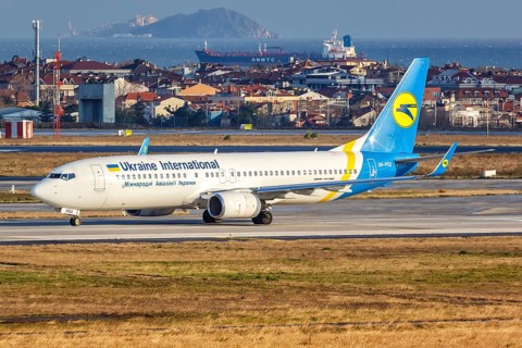 A Boeing 737-800 of Ukraine International with registration UR-PSX at Istanbul Ataturk Airport