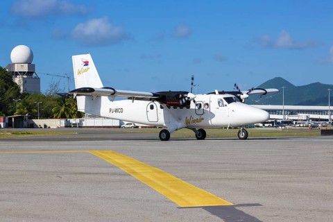 A DHC-6-300 Twin Otter of Winair with the registration PJ-WCD at the airport St. Maarten