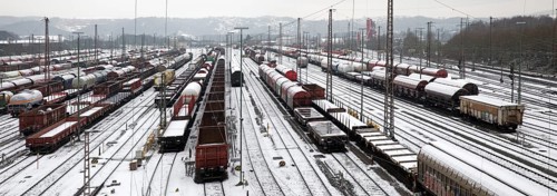 Train formation plant in the Vorhalle district in winter