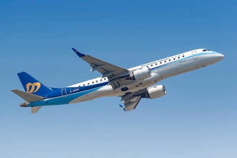 A Mandarin Airlines Embraer 190 aircraft with registration number B-16829 at Hong Kong Airport