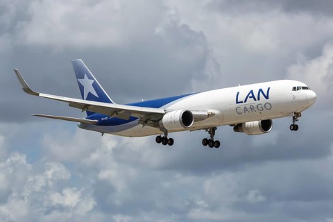 A Boeing 767-300F aircraft of LAN Cargo with registration CC-CZZ at Miami Airport