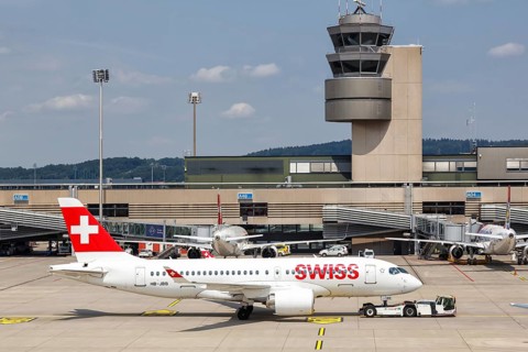 An Airbus A220-100 aircraft of Swiss with the registration HB-JBB at Zurich Airport