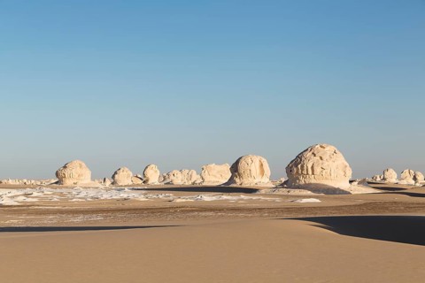View over the white desert before sunset