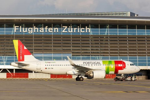 An Airbus A320neo aircraft of TAP Air Portugal with the registration CS-TVA at Zurich Airport