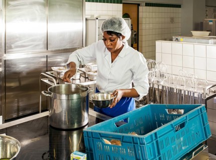Canteen kitchen in a vocational college in Duesseldorf