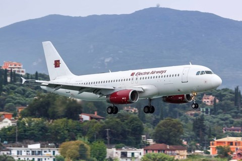 An Airbus A320 aircraft of Electra Airways with the registration LZ-EAA at Corfu Airport