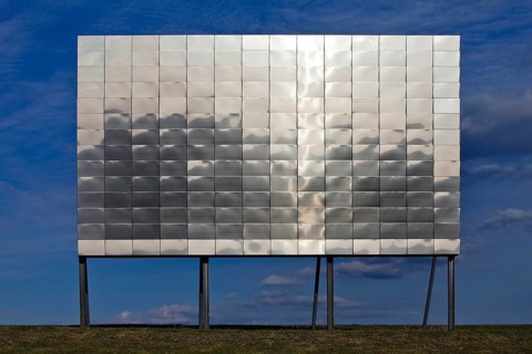 The artwork Blinker II by Timm Ulrichs on the Forest Sculpture Trail
