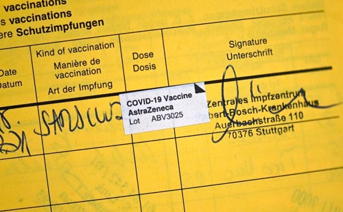 Vaccination certificate after vaccination with AstraZeneca against Covid-19