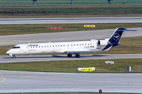 A Bombardier CRJ-900 of Lufthansa CityLine with the registration D-ACNO at Munich Airport