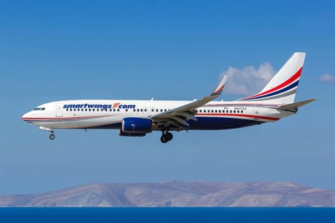 A Smartwings Boeing 737-800 with registration number N917XA at Heraklion Airport