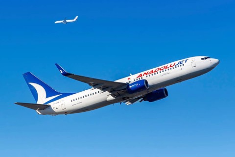 A Boeing 737-800 of AnadoluJet with the registration TC-JFP at Frankfurt Airport