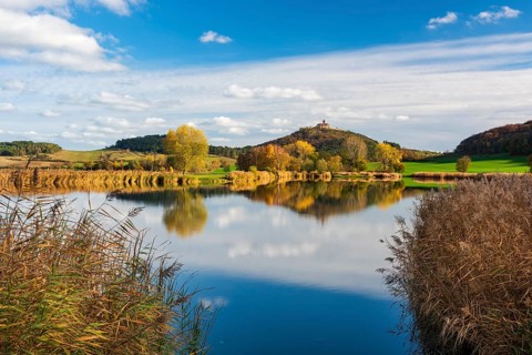 Landscape with lake in autumn