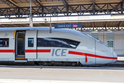 German ICE high speed train HGV at Paris Est Station