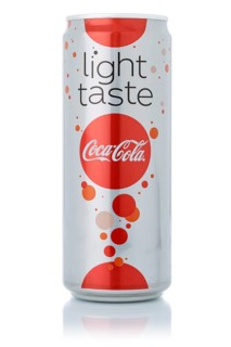 Coca Cola Coca-Cola light taste lemonade soft drink beverage in beverage can cutout on white background