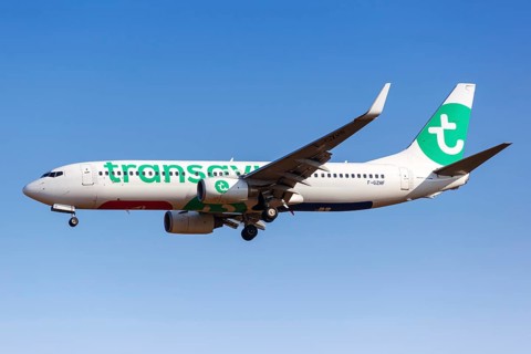 A Transavia France Boeing 737-800 with registration number F-GZHF at Athens airport