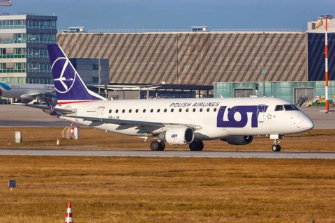 A LOT Embraer ERJ175 with registration SP-LIK at Stuttgart Airport
