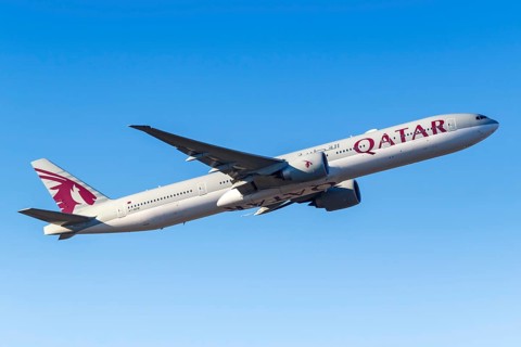 A Boeing 777-300ER aircraft of Qatar Airways with registration number A7-BEM at Frankfurt Airport