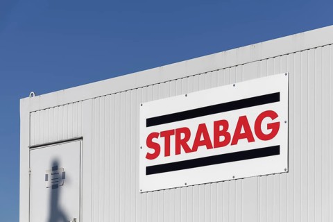 Logo of Strabag AG on a construction container
