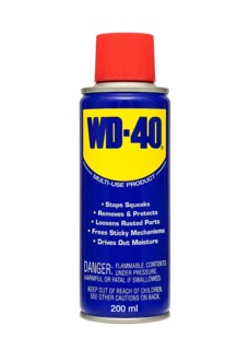 WD-40 lubricant in a spray can against a white background