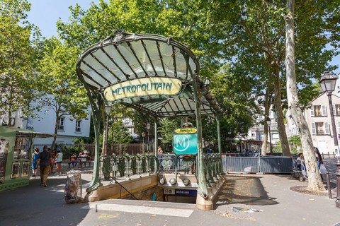 Metro Paris Metropolitain Entrance Station Abbesses Art Nouveau Subway Station Metro