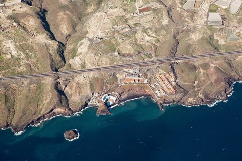 Aerial view of the coast at Los Roques Fasnia