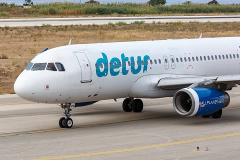 An Airbus A320 aircraft of Small Planet Airlines with registration LY-SPB at Rhodes Airport