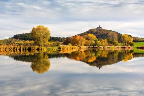 Landscape with lake in autumn