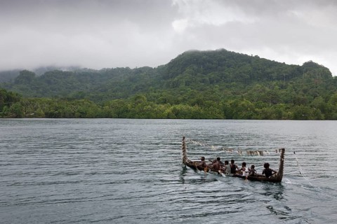 Telina Island locals greet visitors