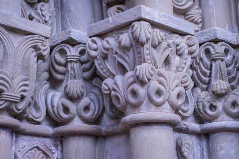 Historical ornaments on the exterior facade of the Walterich Chapel in Murrhardt
