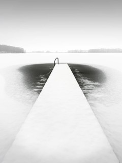 Schumellensee with jetty and ladder for swimming near Boitzenburg