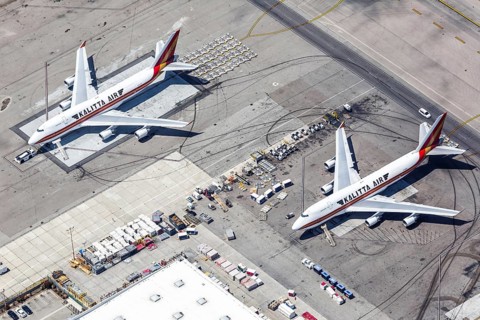 Boeing 747-400BCF aircraft of Kalitta Air with registration N708CK at Los Angeles Airport