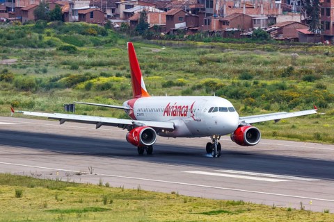 An Airbus A320 of Avianca Costa Rica with the registration N479TA at Cuzco Airport