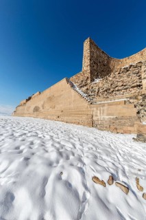 City walls of Ani. Ani is a ruined medieval Armenian town