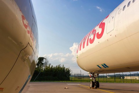 An Airbus A330-300 aircraft of Swiss with the registration HB-JHE at Zurich airport