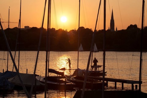 Sunset on the lake Alster