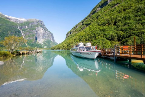 Excursion boat at lake Lovatnet