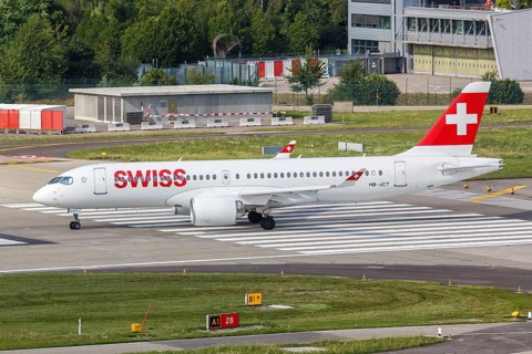 An Airbus A220-300 aircraft of Swiss with the registration HB-JCT at Zurich Airport