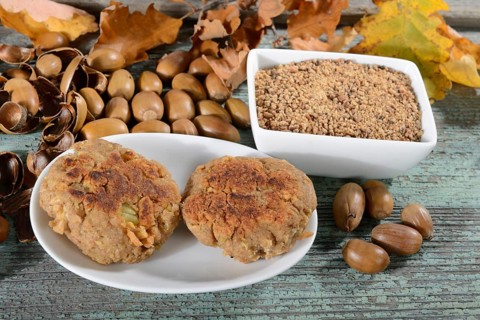 Burger of acorn flour and soya