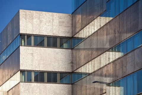 Facade of the Folkwang University on the grounds of the Zollverein Coal Mine World Heritage Site